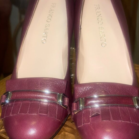 Franco Sarto Burgundy Heeled Loafers - Picture 4 of 5